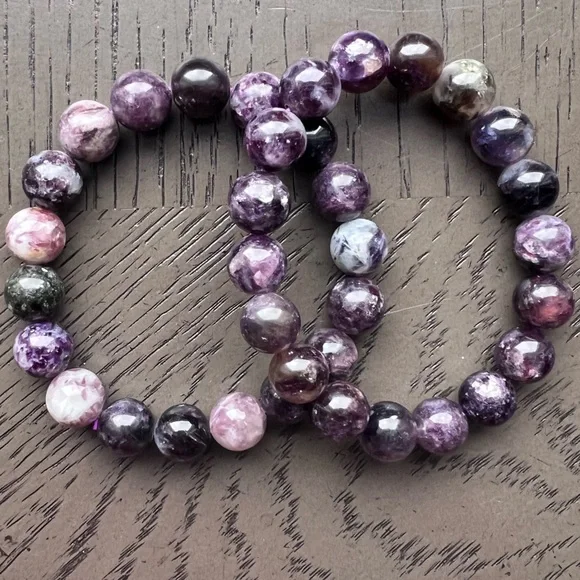 Purple lepidolite bracelet 11mm (one) - Picture 2 of 3